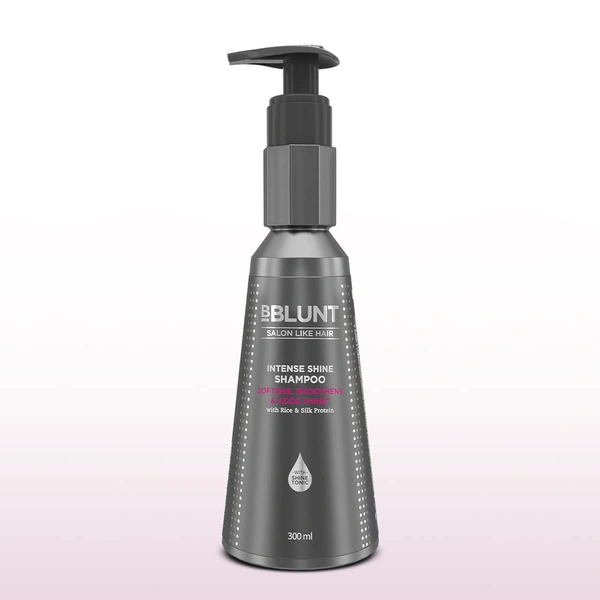 Bblunt BBLUNT Intense Shine Shampoo 300ml with Rice & Silk Protein | 23X* Shinier Hair | Enhances Gloss, Softness & Smoothness | Gentle Daily Cleanse | Suitable for All Hair Types