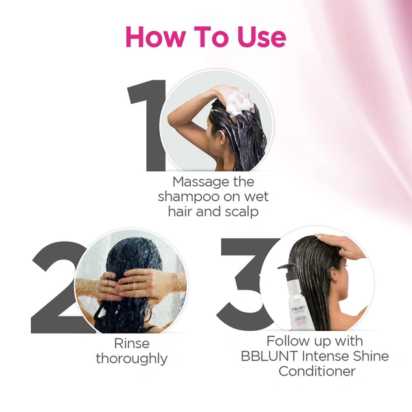 Bblunt BBLUNT Intense Shine Shampoo 300ml with Rice & Silk Protein | 23X* Shinier Hair | Enhances Gloss, Softness & Smoothness | Gentle Daily Cleanse | Suitable for All Hair Types