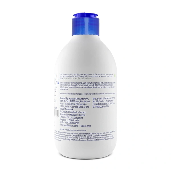 Bblunt Intese Moisture Conditioner, 250gm | Deeply Nourishes & Adds Shine with jojoba & Vitamine E | Reduces Hair Fall by 93% | Sulfate & Paraben-Free