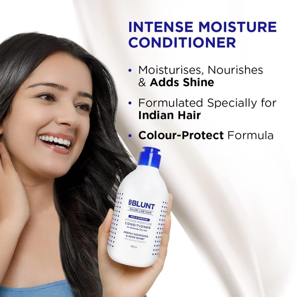 Bblunt Intese Moisture Conditioner, 250gm | Deeply Nourishes & Adds Shine with jojoba & Vitamine E | Reduces Hair Fall by 93% | Sulfate & Paraben-Free