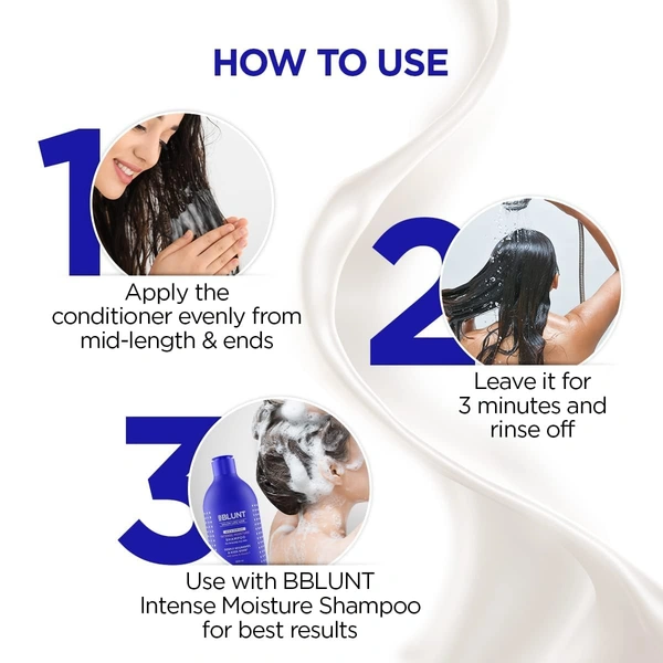 Bblunt Intese Moisture Conditioner, 250gm | Deeply Nourishes & Adds Shine with jojoba & Vitamine E | Reduces Hair Fall by 93% | Sulfate & Paraben-Free