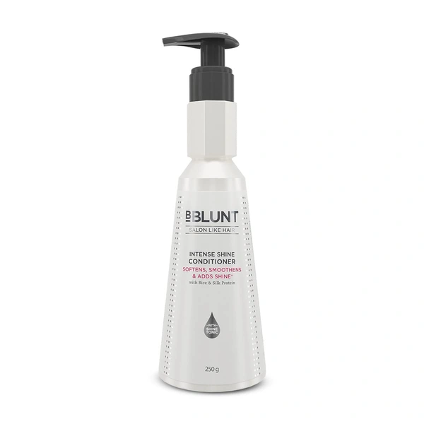 Bblunt Intese Shine Conditioner, 250gm | Softens, Smoothens & Adds Shine with Rice & Silk Protein | Reduces Hair Fall by 93% | Sulfate & Paraben-Free
