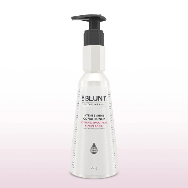 Bblunt Intese Shine Conditioner, 250gm | Softens, Smoothens & Adds Shine with Rice & Silk Protein | Reduces Hair Fall by 93% | Sulfate & Paraben-Free