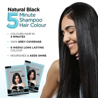 Bblunt Natural Black 5-Minute Shampoo Hair Colour 100ml | Nourished & Shine Hair| Quick, Long-Lasting Colour | 100% Covers Grey & Adds Shine | Easy & Mess-Free Application
