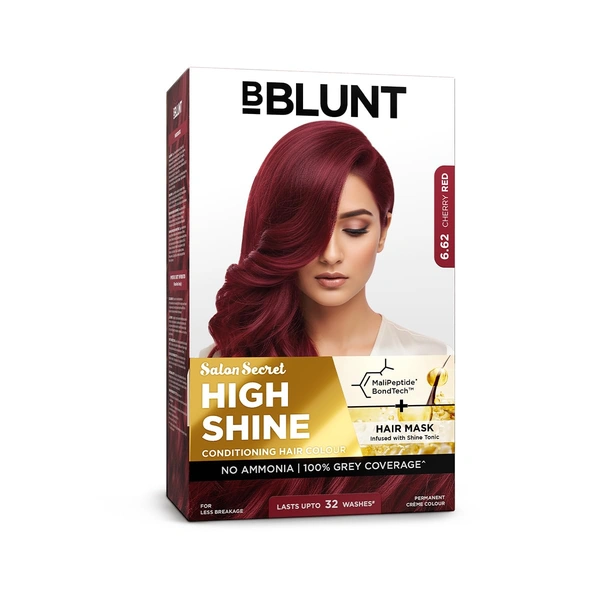 Bblunt BBLUNT Salon Secret High Shine Conditioning Hair Colour Cherry Red 6.62 | With MaliPeptide BondTech� | No Ammonia, Long Lasting, 100% Grey Coverage | Salon-Like Shine at Home