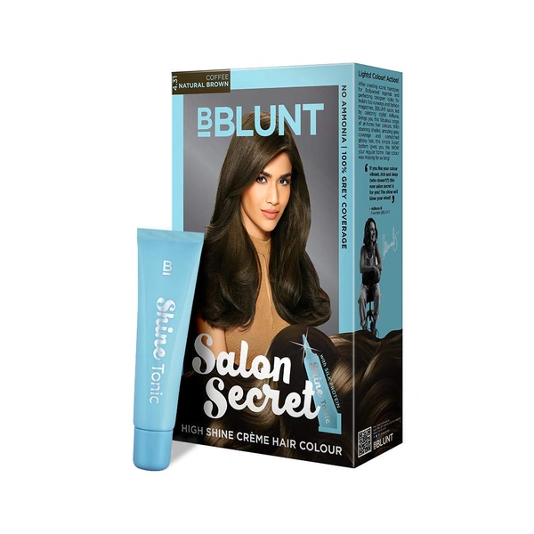 Bblunt BBLUNT Salon Secret High Shine Crème Hair Color (Coffee Natural Brown) | Ammonia-Free Natural Brown Hair | for Lasting, Rich Color | Gray coverage hair dye | Get Vibrant, Fade-Resistant Coffee Brown Hair Color at Home | 100g