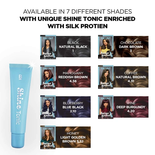 Bblunt BBLUNT Salon Secret High Shine Crème Hair Color (Coffee Natural Brown) | Ammonia-Free Natural Brown Hair | for Lasting, Rich Color | Gray coverage hair dye | Get Vibrant, Fade-Resistant Coffee Brown Hair Color at Home | 100g
