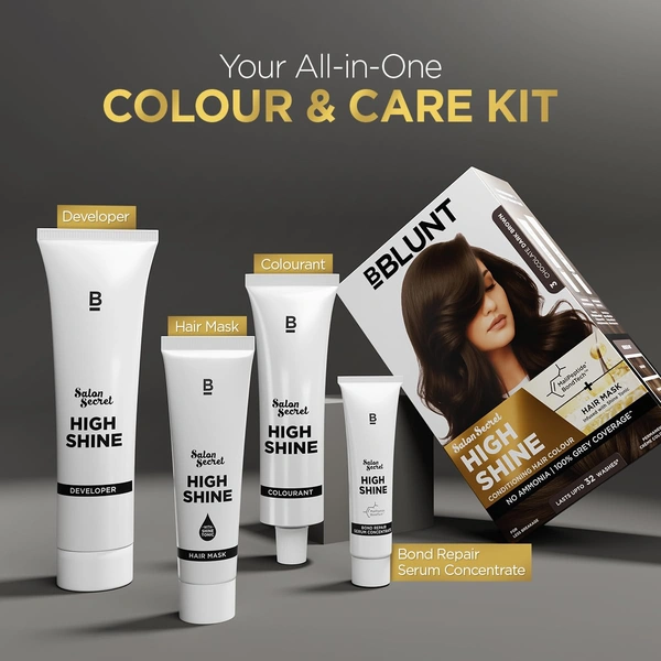 Bblunt BBLUNT Salon Secret High Shine Hair Colour | Chocolate Dark Brown 3 | With MaliPeptide BondTech� | No Ammonia | 100% Grey Coverage | Long Lasting | Salon-Like Shine at Home