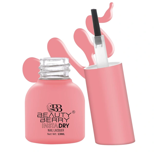 Beauty Berry Insta Dry Nail Lacquer Blushing Bride 26 - 13ml | Quick-Dry & Long-Lasting | High Shine & Smooth Application | Elegant Pink Shade for Sophisticated Nails?