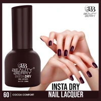 Beauty Berry Insta Dry Nail Lacquer Cocoa Comfort 60 - 13ml | Quick-Dry & Long-Lasting | High Shine & Smooth Application | Rich Brown Shade for Elegant Nails