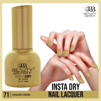 Beauty Berry Insta Dry Nail Lacquer Golden Crush 71 - 13ml | Quick-Dry & Long-Lasting | High Shine & Smooth Application | Vibrant gold shade adds a touch of luxury