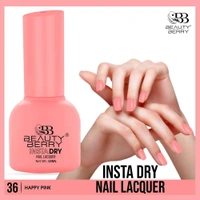 Beauty Berry Insta Dry Nail Lacquer Happy Pink 36 - 13ml | Quick-Dry & Long-Lasting | High Shine & Smooth Application | Vibrant Pink Shade for Elegant Nails