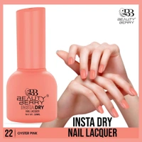 Beauty Berry Insta Dry Nail Lacquer Oyster Pink 22 - 13ml | Quick-Dry & Long-Lasting | High Shine & Smooth Application | Elegant Oyster Pink Shade for Sophisticated Nails
