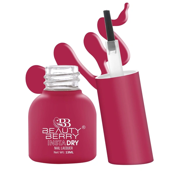 Beauty Berry Insta Dry Nail Lacquer Pink Passion 29 - 13ml | Quick-Dry & Long-Lasting | High Shine & Smooth Application | Vibrant Pink Shade for Elegant Nails