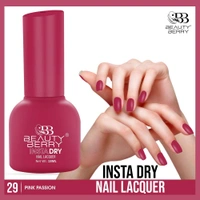 Beauty Berry Insta Dry Nail Lacquer Pink Passion 29 - 13ml | Quick-Dry & Long-Lasting | High Shine & Smooth Application | Vibrant Pink Shade for Elegant Nails