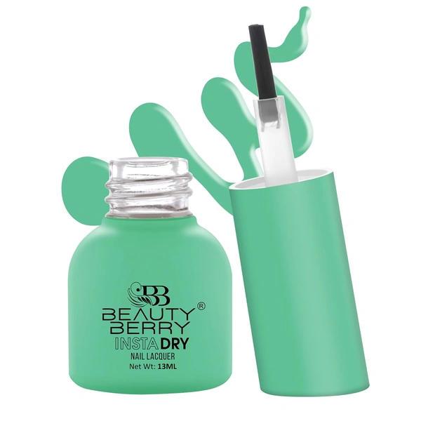 Beauty Berry Insta Dry Nail Lacquer Summer Grass 52 - 13ml | Quick-Dry & Long-Lasting | High Shine & Smooth Application | Fresh Green Shade for Elegant Nails