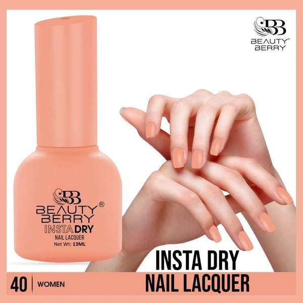 Beauty Berry Insta Dry Nail Lacquer Women 40 - 13ml | Quick-Dry & Long-Lasting | High Shine & Smooth Application | Elegant Mauve Shade for Sophisticated Nails?