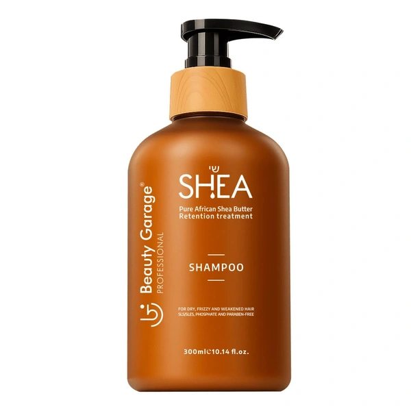 Beauty Garage African Shea Butter Shampoo 300ml | Sulphate Free Shampoo with Argan & Macadamia Oil | Smooth Shield Retention for Dry, Frizzy & Damaged Hair
