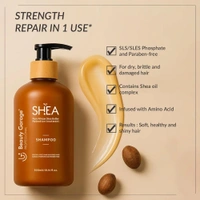 Beauty Garage African Shea Butter Shampoo 300ml | Sulphate Free Shampoo with Argan & Macadamia Oil | Smooth Shield Retention for Dry, Frizzy & Damaged Hair