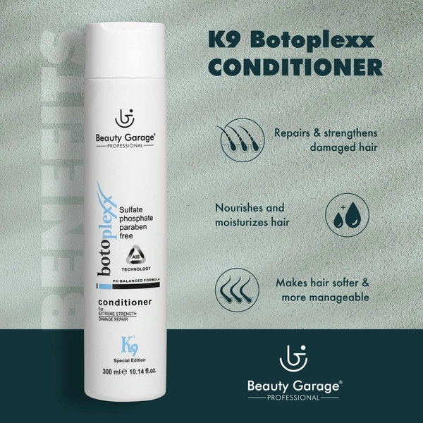 Beauty Garage Professional K9 Botoplexx Conditioner | Nourish & Strengthen Hair | Sulphat , Phosphate , Paraben Free | Salon-Quality Shine & Softness | Get Smooth, Frizz-Free Hair | Damage Repair | 300ml