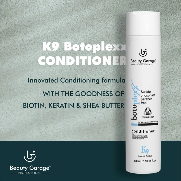Beauty Garage Professional K9 Botoplexx Conditioner | Nourish & Strengthen Hair | Sulphat , Phosphate , Paraben Free | Salon-Quality Shine & Softness | Get Smooth, Frizz-Free Hair | Damage Repair | 300ml