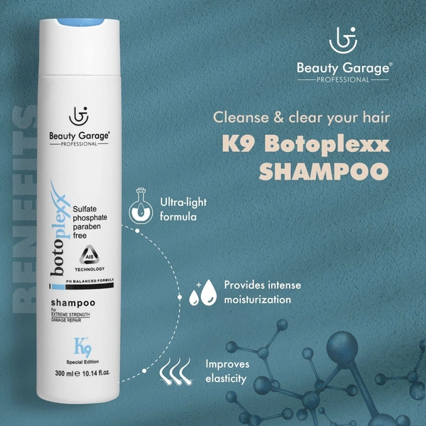 Beauty Garage Professional K9 Botoplexx Shampoo | Smooth & Strengthen Your Hair | Get Salon-Quality Hair Care at Home  | Revitalize Damaged Hair | Frizz Control | 300ml