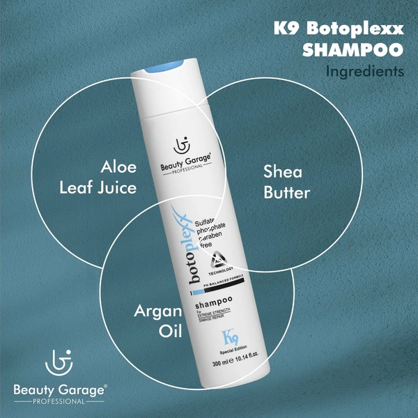 Beauty Garage Professional K9 Botoplexx Shampoo | Smooth & Strengthen Your Hair | Get Salon-Quality Hair Care at Home  | Revitalize Damaged Hair | Frizz Control | 300ml