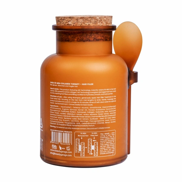 Beauty Garage Shea 18-MEA Collagen Therapy Hair Filler Treatment 500ml | Advanced Hair Repair Mask for Damaged, Frizzy & Chemically Treated Hair
