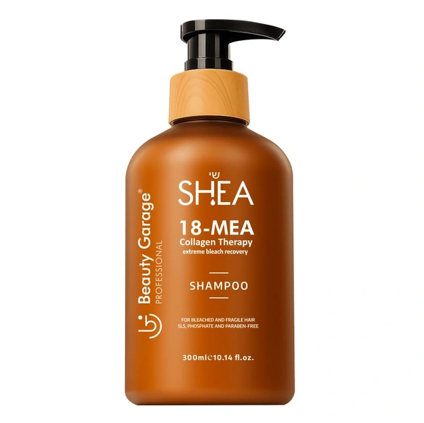 Beauty Garage Shea 18-MEA Collagen Therapy Shampoo 300ml | Professional Hair Repair Shampoo for Dry, Damaged & Chemically Treated Hair