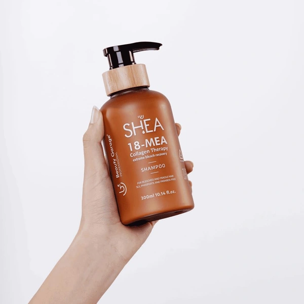 Beauty Garage Shea 18-MEA Collagen Therapy Shampoo 300ml | Professional Hair Repair Shampoo for Dry, Damaged & Chemically Treated Hair