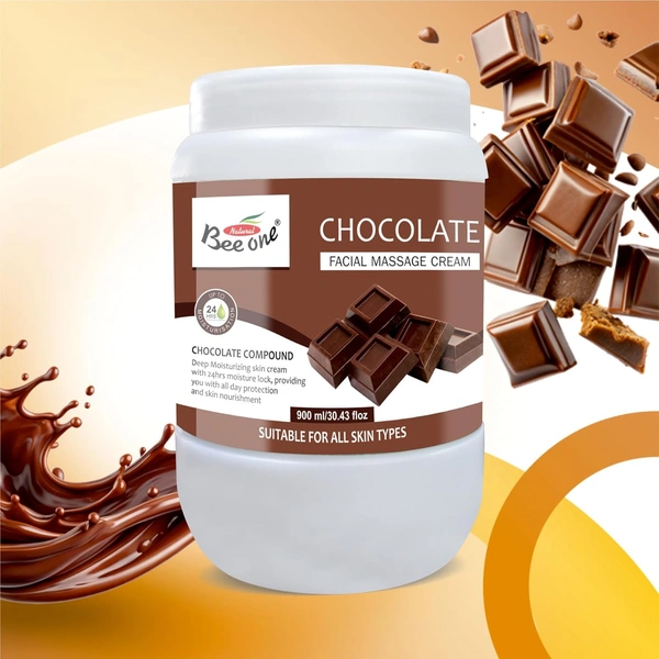 Bee One Chocolate Facial Massage Cream 900ml | Enriched with Chocolate Extracts for Deep Moisturizing & 24H Hydration | Nourishes, Softens & Rejuvenates Skin | Paraben-Free & Vegan