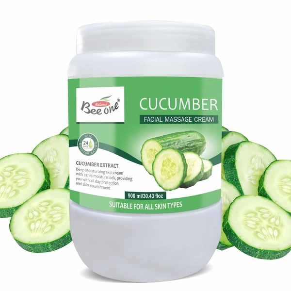 Bee One Cucumber Facial Massage Cream 900ml | Enriched with Cucumber Extracts for Deep Moisturizing & 24H Hydration | Soothes, Nourishes & Refreshes Skin | Paraben-Free & Vegan