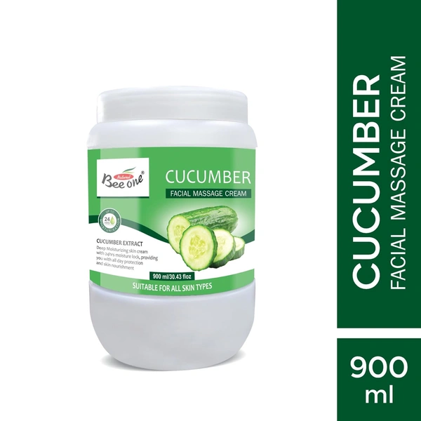 Bee One Cucumber Facial Massage Cream 900ml | Enriched with Cucumber Extracts for Deep Moisturizing & 24H Hydration | Soothes, Nourishes & Refreshes Skin | Paraben-Free & Vegan
