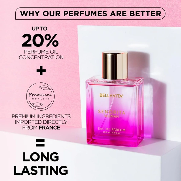 Bella Vita Luxury Senorita Eau De Parfum Perfume for Women with Yuzu, Lotus, Magnolia & Musk |Fresh & Fruity Long Lasting EDP Frgarance Scent, 100 ml