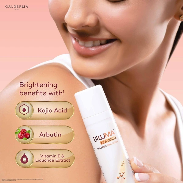 Galderma Biluma Advance Skin Brightening Lotion 45gm | Natural Ingredients Blend for Even Tone & Glow | Fades Dark Spots & Pigmentation on Face & Body | Lightweight & Moisturizing