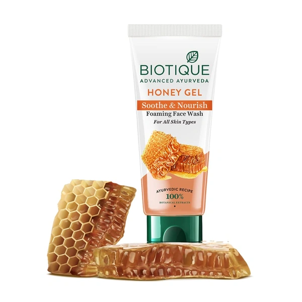 Biotique Honey Gel Soothe & Nourish Foaming Face wash  100ml | Gentle Cleansing Face Wash | Honey and Turmeric Cleanse | Non-Drying Face Wash | 100% Botanical Extracts | for All Skin Types |