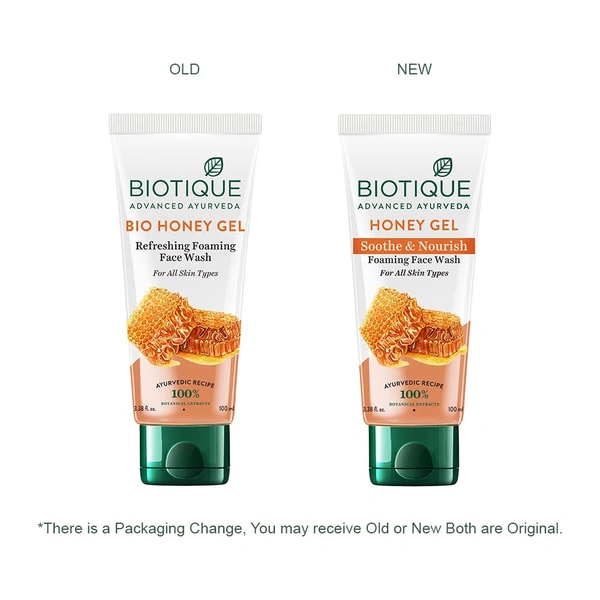 Biotique Honey Gel Soothe & Nourish Foaming Face wash  100ml | Gentle Cleansing Face Wash | Honey and Turmeric Cleanse | Non-Drying Face Wash | 100% Botanical Extracts | for All Skin Types |