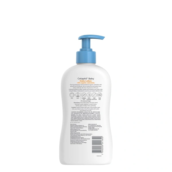Cetaphil Baby Daily Moisturizing Lotion 400ml | with Organic Calendula Sweet Almond & Sunflower Oils | for Face & Body | For Baby's Delicate Skin | Paraben-free | Dermatologist-tested