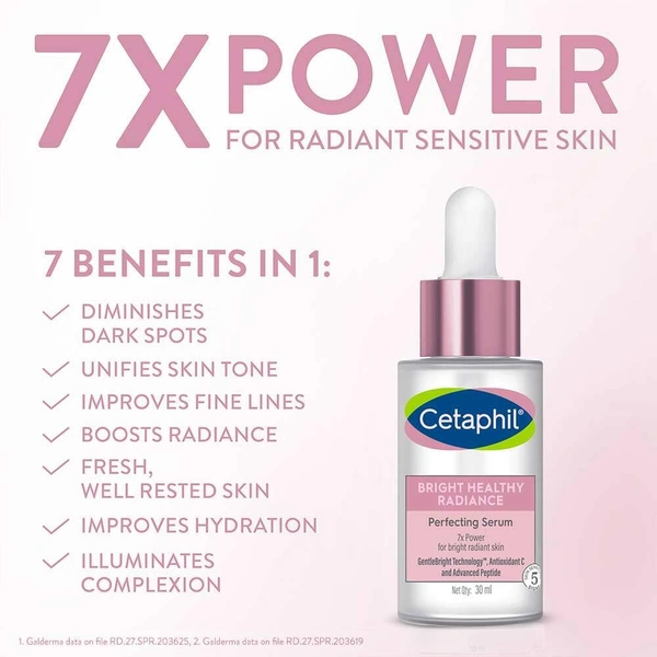 Cetaphil Bright Healthy Radiance Brightening 30ml  Glow Serum | GentleBright Technology' with Antioxidant C and Advanced Peptide Removes Darkness & Dullness