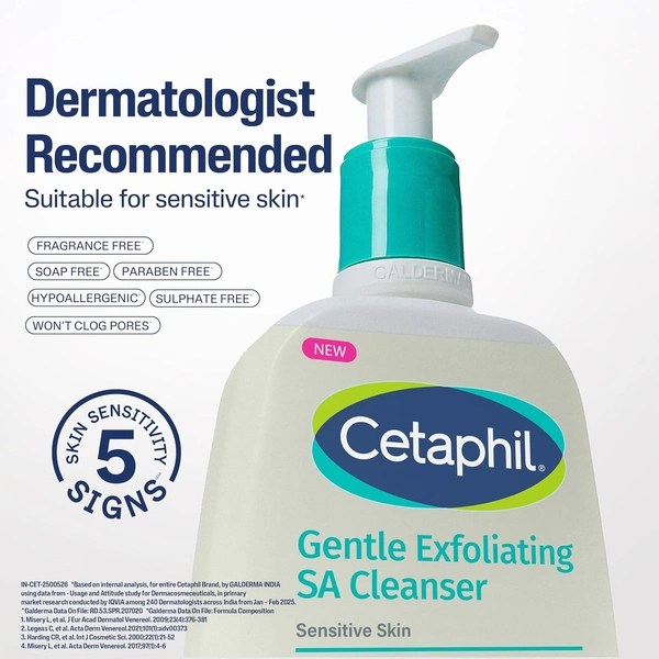 Cetaphil Gentle Exfoliating SA Cleanser 236ml | Foaming Gel Face Wash with Salicylic Acid, Mandelic Acid & Gluconolactone | Smooths Texture & Clears Pores