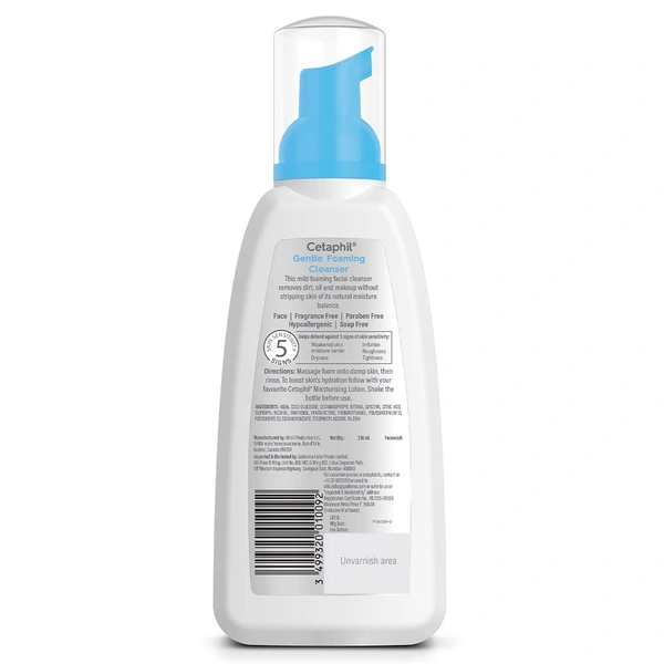 Cetaphil Gentle Foaming Cleanser - 236ml | Dermatologist Recommended Face Wash for All Skin Types | Enriched with Vitamin E and B5 | Paraben & Sulphate-Free