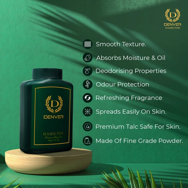 Denver Hamilton Premium Body Talc - 100g  | Scented Talcum Powder for Men | Long-Lasting Freshness & Masculine Fragrance