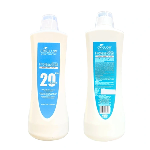 OxyGlow Herbals Professional Hair Developer 6% 1000ml | 20 Volume Cream Developer for Hair Coloring, Even Coverage, Long-Lasting Color, Shine & Salon Results(Note:By Including Additional Weight charge of Product is 99/-)