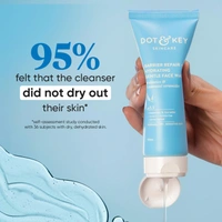 Dot & Key DOT & KEY Barrier Repair + Hydrating Gentle Face Wash | with 5 Ceremide & Japanese Rice Water | Soap, SLS & SLES Free | Soft, Nourished Skin | For Normal, Dry & Sensitives Skin | Gently Cleanses Skin From Dirt & Oil | 100ml