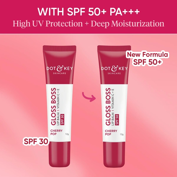 Dot & Key DOT & KEY Gloss Boss Cherry Lip Balm� 12g | With SPF 30 | Vitamin C + E Enriched | Lightweight & Non Sticky | Fades Lip Pigmentation | Glossy and Hydrating | Shea Butter Lip Balm