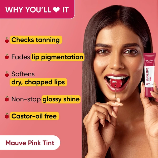 Dot & Key DOT & KEY Gloss Boss Cherry Lip Balm� 12g | With SPF 30 | Vitamin C + E Enriched | Lightweight & Non Sticky | Fades Lip Pigmentation | Glossy and Hydrating | Shea Butter Lip Balm