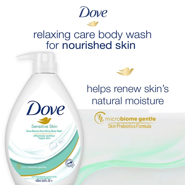 Dove Nourishing Body Wash 1L for Sensitive Skin | 24H Moisture Lock | Gentle & Soap-Free Cleanser | Soft, Smooth & Healthy Skin