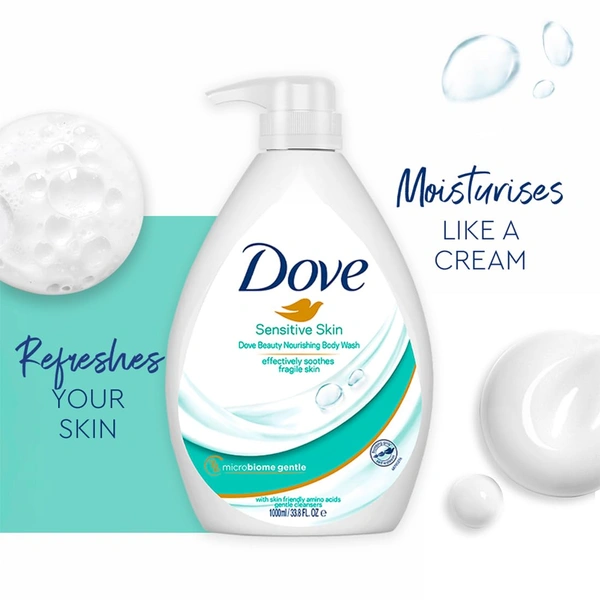 Dove Nourishing Body Wash 1L for Sensitive Skin | 24H Moisture Lock | Gentle & Soap-Free Cleanser | Soft, Smooth & Healthy Skin