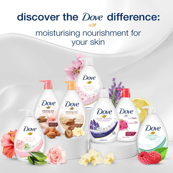 Dove Lavender & Chamomile Go Fresh Body Wash 1L | Relaxing Floral Scent | Gentle Cleansing with Moisturizing Care | Soft, Smooth & Refreshed Skin