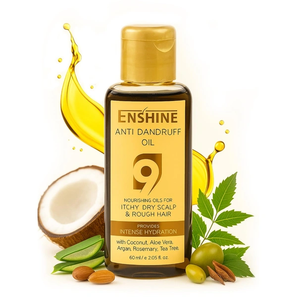 Enshine Anti-Dandruff Hair Oil 60ml | Ayurvedic Hair Oil with Neem, Tea Tree, Aloe Vera & Rosemary | Reduces Dandruff, Itch & Dry Scalp | Nourishes Hair Naturally